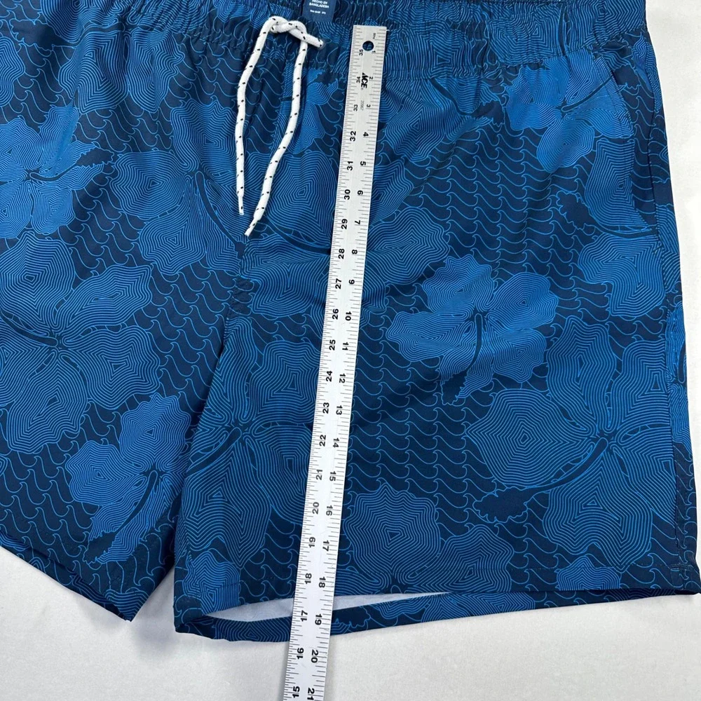 New George Swim Trunks 3XL‎ Blue Floral Tropical Hibiscus Board Shorts Surf